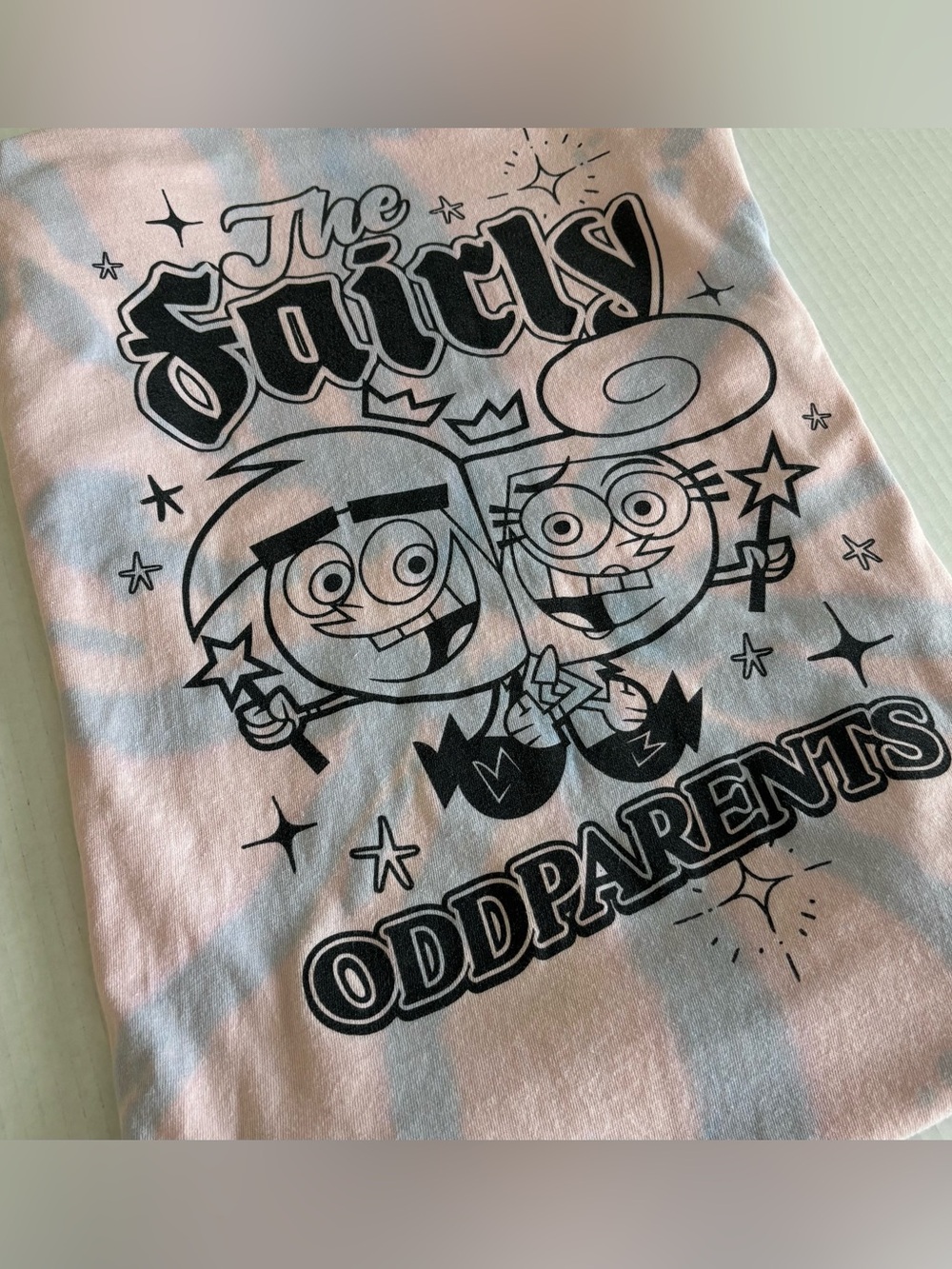 Fairly OddParents Nickelodeon Pink Tie-Dye Graphic Tee Tshirt Medium 100% Cotton